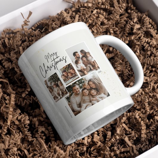 "Personalisiert frohe Weihnachten - Vier-Fotos-Col Kaffeetasse
