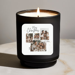 "Personalisiert frohe Weihnachten - Vier-Fotos-Col Quadratischer Aufkleber