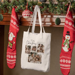 "Personalisiert frohe Weihnachten - Vier-Fotos-Col Tragetasche<br><div class="desc">Überall die Freude an Weihnachten mit der Personalisierten fröhlichen Weihnachts-Vier-Foto Collage Tote Tasche tragen. Dieses charmante Design mit vier Fotos, die Sie am liebsten mögen, ist stilvoll und praktisch zugleich. Fügen Sie eine persönliche Touch mit einem individuelle Name oder einer Urlaubsnachricht hinzu, um es einzigartig zu machen. Diese wiederverwendbare Tote-Tasche...</div>