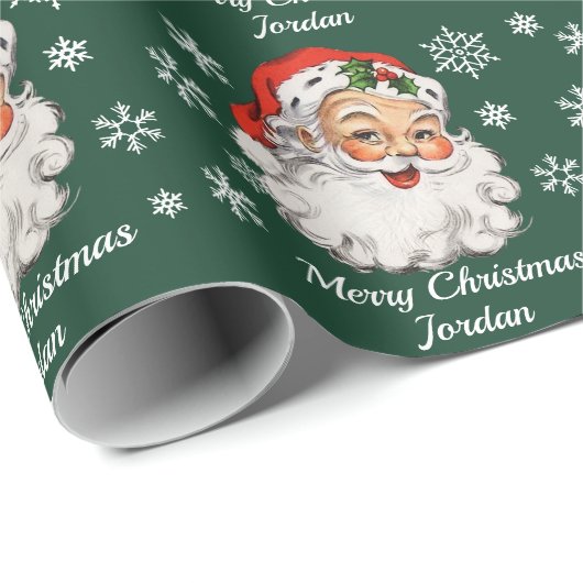 Personalisiert frohe Weihnachten Vintager Weihnach Geschenkpapier (Rolleneckpunkt)