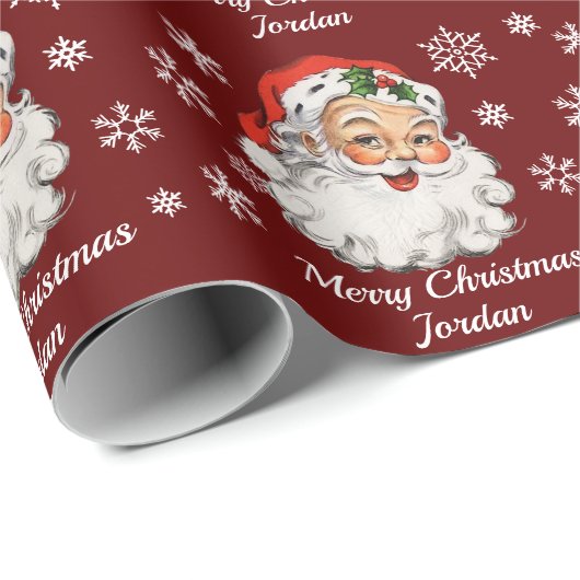 Personalisiert frohe Weihnachten Vintager Weihnach Geschenkpapier (Rolleneckpunkt)