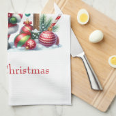 Personalisiert frohe Weihnachten Weihnachten Geschirrtuch (Viertel Falte)