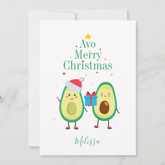 Personalisiert frohe Weihnachts-Avocado-Illustrati (Vorderseite)