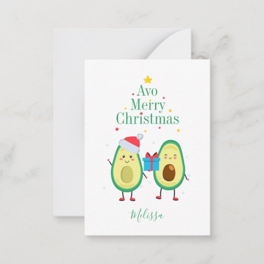 Personalisiert frohe Weihnachts-Avocado-Illustrati Mitteilungskarte (Vorderseite)