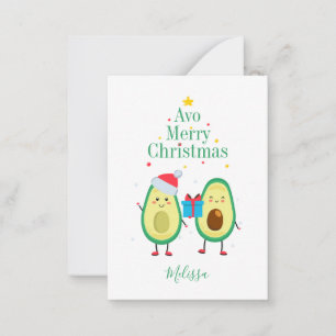 Personalisiert frohe Weihnachts Avocado Illustrati Mitteilungskarte