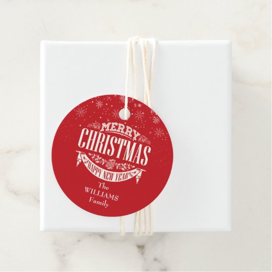 Personalisiert Frohe Weihnachts-Foto Rot Geschenkanhänger (Beispiel)