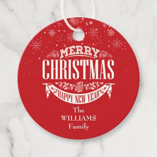 Personalisiert Frohe Weihnachts-Foto Rot Geschenkanhänger (Vorderseite)