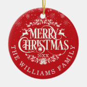 Personalisiert Frohe Weihnachts-Foto Rot Keramik Ornament (Vorne)