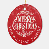 Personalisiert Frohe Weihnachts-Foto Rot Keramik Ornament (Links)