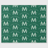 Personalisiert Frohe Weihnachts-Grüne Monogramm Geschenkpapier (Flach)