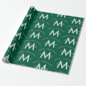 Personalisiert Frohe Weihnachts-Grüne Monogramm Geschenkpapier (Ungerollt)