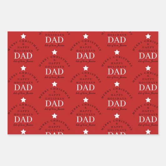 Personalisiert frohe Weihnachts-Rote Monogramm für Geschenkpapier Set (Vorderseite 2)