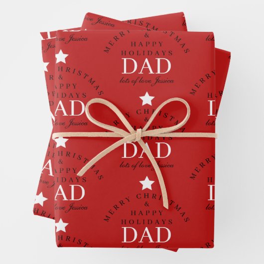 Personalisiert frohe Weihnachts-Rote Monogramm für Geschenkpapier Set (Beispiel)