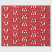 Personalisiert Frohe Weihnachts-Rote Monogramm Geschenkpapier (Flach)