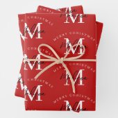 Personalisiert Frohe Weihnachts-Rote Monogramm Geschenkpapier Set (Beispiel)