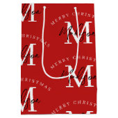 Personalisiert Frohe Weihnachts-Rote Monogramm Mittlere Geschenktüte (Rückseite)