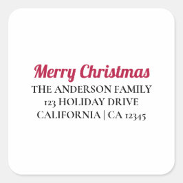 Personalisiert Frohe Weihnachts-Rücksendeadresse S Quadratischer Aufkleber