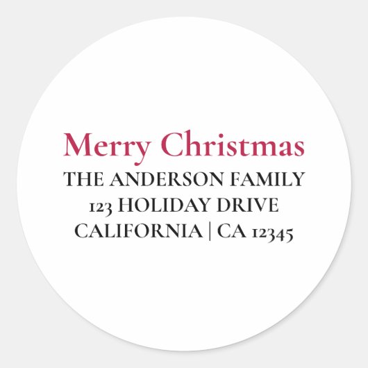 Personalisiert Frohe Weihnachts-Rücksendeadresse S Runder Aufkleber (Vorderseite)