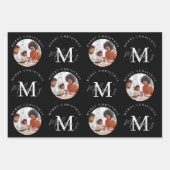 Personalisiert Frohe Weihnachts-Schwarz-Monogramm- Geschenkpapier Set (Vorderseite 2)