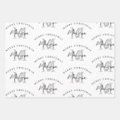 Personalisiert Frohe Weihnachts-White Monogram Geschenkpapier Set (Vorderseite)