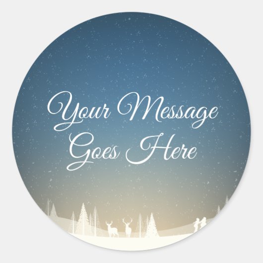 Personalisiert frohe Weihnachts-Winterschneeszene Runder Aufkleber (Vorderseite)