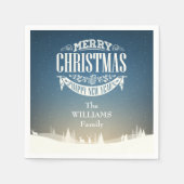 Personalisiert frohe Weihnachts-Winterschneeszene Serviette (Vorderseite)