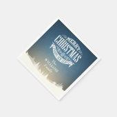 Personalisiert frohe Weihnachts-Winterschneeszene Serviette (Ecke)