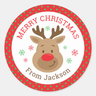 Personalisiert Frohe Weihnachtsaufkleber Runder Aufkleber