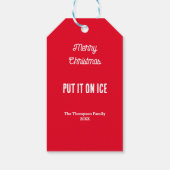 Personalisiert frohe Weihnachtsdekant jetzt Roter  Geschenkanhänger (Rückseite)