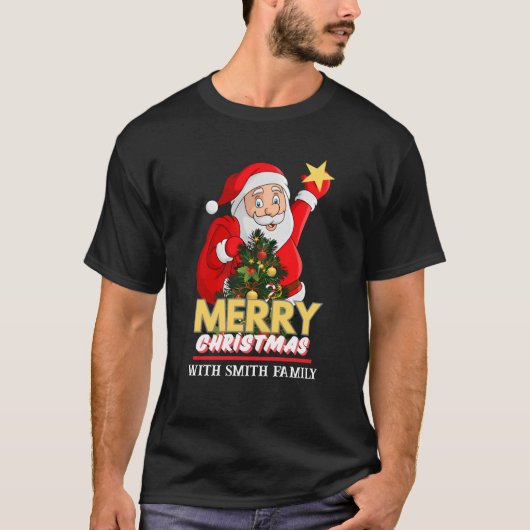 Personalisiert frohe Weihnachtsfamilie Santa Claus T-Shirt (Vorderseite)