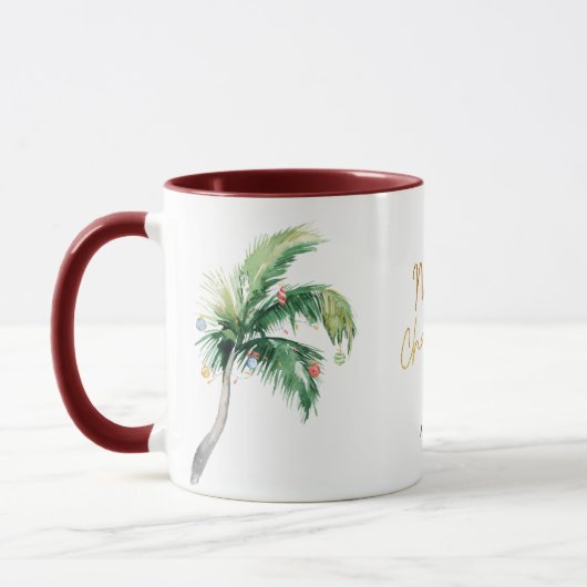 Personalisiert frohe Weihnachtsfeiertage Palme Tre Tasse (Links)
