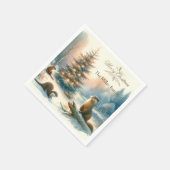 Personalisiert frohe Weihnachtsferien Winter Serviette (Ecke)