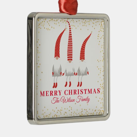 Personalisiert Frohe Weihnachtsgnomes Ornament Aus Metall (Rechts)