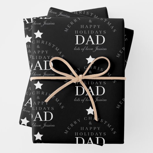 Personalisiert frohe Weihnachtsmonogramm auf Vater Geschenkpapier Set (Beispiel)