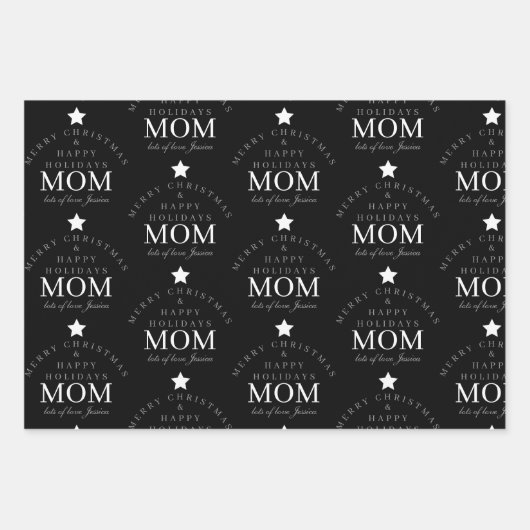 Personalisiert frohe Weihnachtsmonogramm bis Mama Geschenkpapier Set (Vorderseite 3)