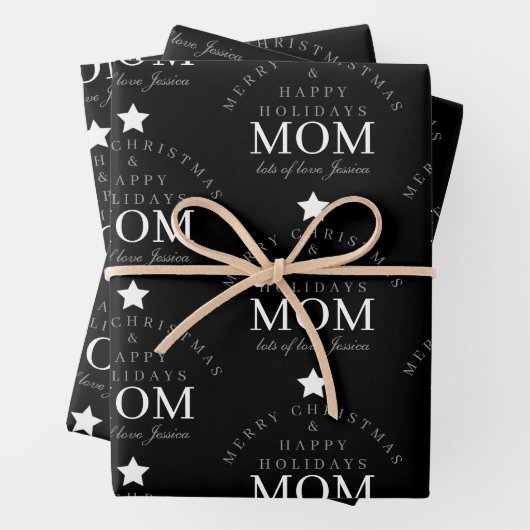 Personalisiert frohe Weihnachtsmonogramm bis Mama Geschenkpapier Set (Beispiel)