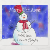 Personalisiert Frohe Weihnachtsschneemann Schaumweinetikett (Einzelnes Label)