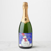 Personalisiert Frohe Weihnachtsschneemann Schaumweinetikett (Vorderseite)