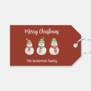 Personalisiert frohe Weihnachtsschneemänner Geschenkanhänger