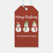 Personalisiert frohe Weihnachtsschneemänner Geschenkanhänger (Rückseite)