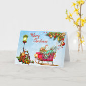 Personalisiert frohe Weihnachtsstraße Light & Sled Karte (Gelbe Blume)