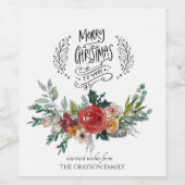 Personalisiert frohe Weihnachtstypografie Weinetikett (Einzelnes Label)