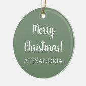 Personalisiert Frohe Weihnachtszeit Grün Keramik Ornament (Links)