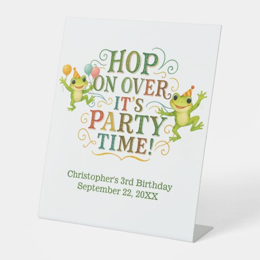 Personalisiert Froschkind Kinder Junge Mädchen Geb Sockelschild (Vorderseite)