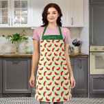 Personalisiert Fruchtsommer Red Watermelon Muster Schürze<br><div class="desc">Personalisierte Schürze mit einem sommerlich fruchtigen Muster teilweise gegessener Wassermelonen auf hellgelbem Hintergrund. Personalisieren Sie es, indem Sie den Platzhalter-Text ersetzen. Für weitere Optionen, wie zum Beispiel den Schriftart zu ändern und ihn zu vergrößern oder zu verändern, klicken Sie auf den Button "Anpassen". *Bitte beachten Sie, dass das Zazzle-Wasserzeichen, das...</div>