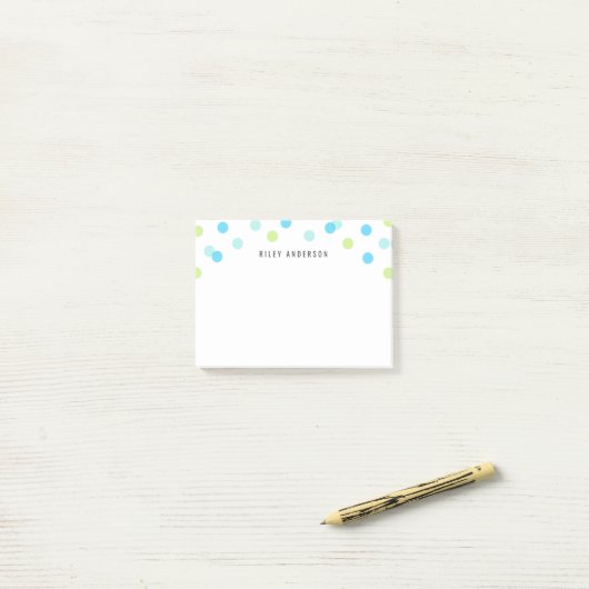 Personalisiert Fun Blue Aqua Green Confetti Post-it Klebezettel (Auf Schreibtisch)