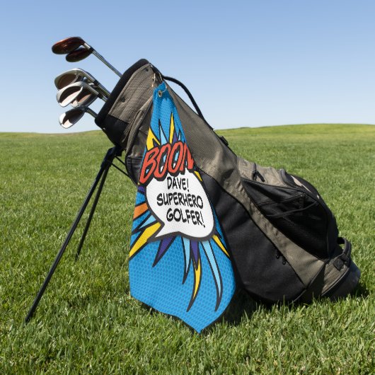 Personalisiert Fun Comic Book BOOM Golfhandtuch (Gras)