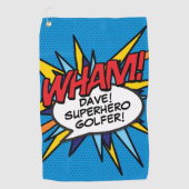 Personalisiert Fun Comic Book WHAM Golfhandtuch (Vorderseite)