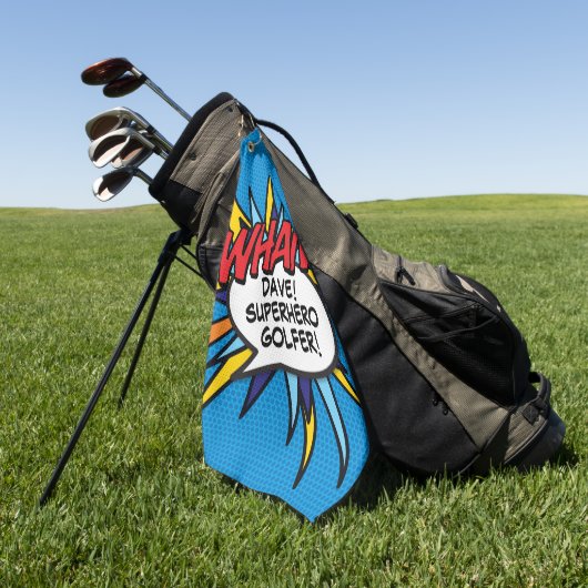 Personalisiert Fun Comic Book WHAM Golfhandtuch (Gras)