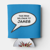 Personalisiert Fun Comic Buchen Sprechblase Blau Dosenkühler (Rückseite)